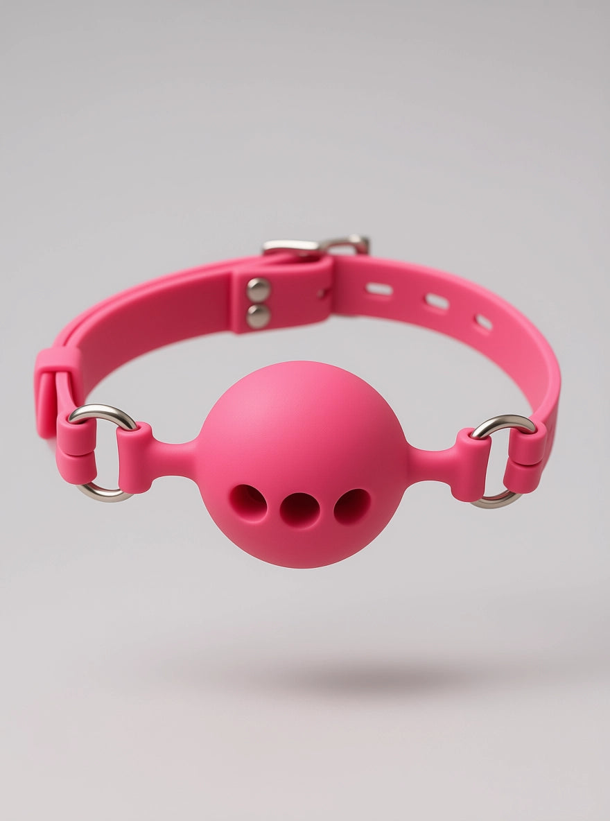 Silicone Breathable Ball Gag – Lockable, Comfortable Design with Faux Stitching Detail-Small, Medium & Large Sizes