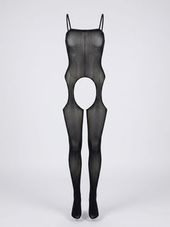 Chic close-up view of the Leg Avenue Suspender Bodystocking, highlighting the intricate suspender detailing and soft polyamide fabric for unmatched comfort.