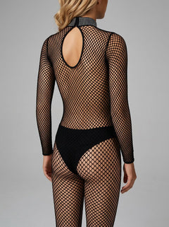 Dreamgirl Black Bling Diamond Fishnet Bodystocking