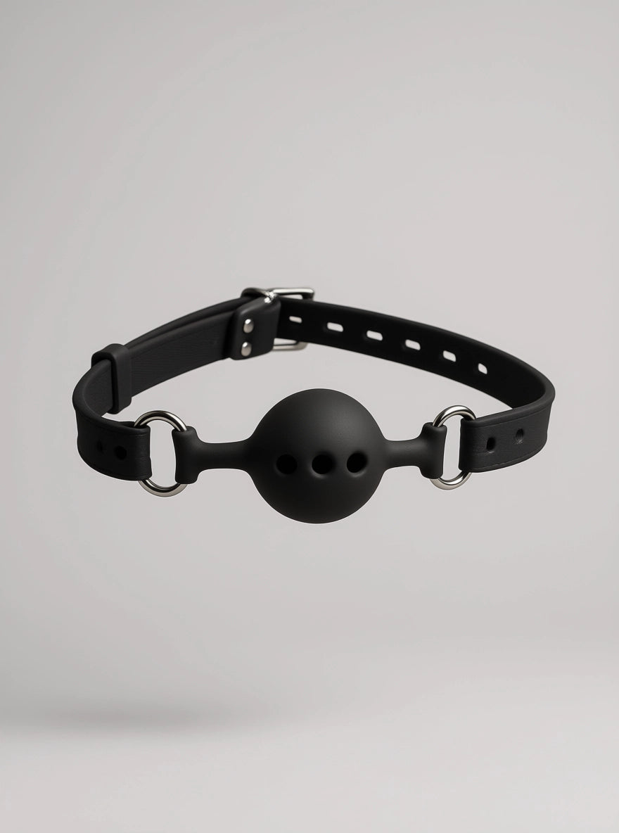 Silicone Breathable Ball Gag – Lockable, Comfortable Design with Faux Stitching Detail-Small, Medium & Large Sizes