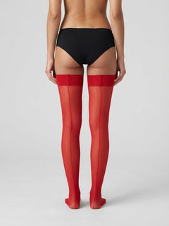 Red Dreamgirl Women's Sheer Thigh-High Stockings With Plain Top And Elegant Back Seam