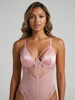 Elegant Pink Seduction Teddy Lingerie | Alluring Design Enhancing Your Curves