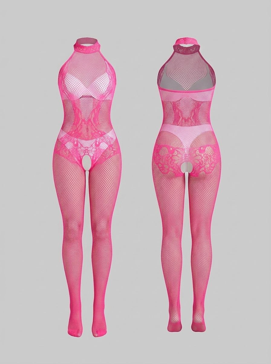 Lace and Fishnet Turtleneck Bodystocking by Scandals