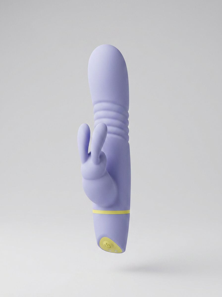 MINA Tide rabbit vibrator with 5 functions, vibrating ears, waterproof design, and contoured shape for pleasure.