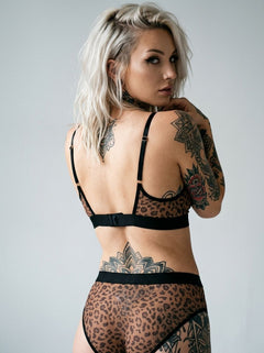 Leopard Print Mesh Bra Set By Scandals - Elegant and Seductive Lingerie Ensemble