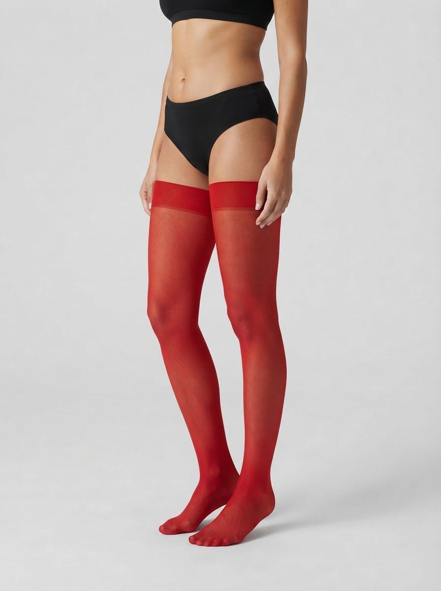 Scandals Luxury Red Stockings – Striking Statement Hosiery For Elegant Evening Looks