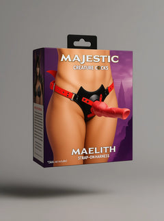 Creature Cocks Maelith Strap-On Harness with Devil Wings in Black & Red