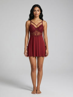 Sexy Modal Lace Slit Nightdress