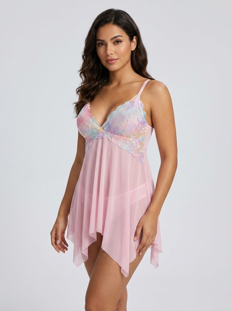 Luxury Pink Flower Babydoll by Scandals - Elegant Floral Design for Sophisticated Style