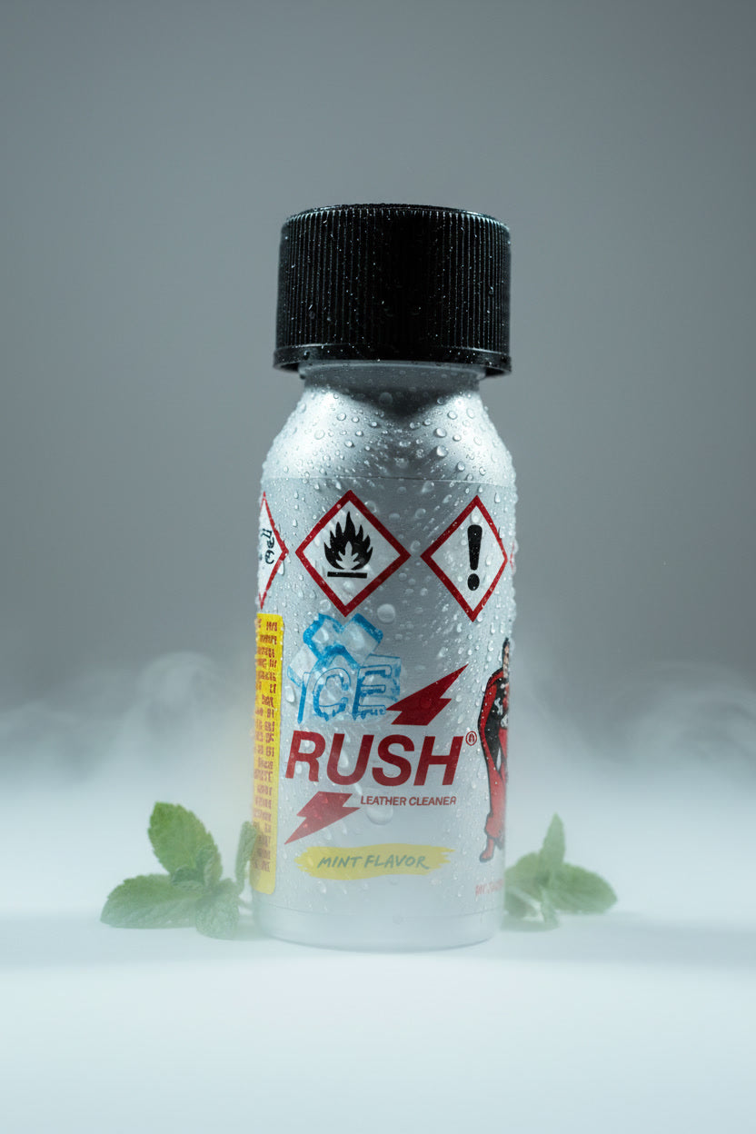Rush ICE RUSH 30ml Mint Aroma Leather Cleaner bottle with leather cleaning solution and mint scent for leather maintenance.