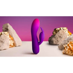 Rocks Off Glo-Girl Rabbit Vibrator with dual motors, waterproof silicone, flexible design, and 10 vibration modes.