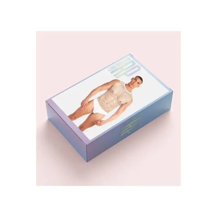 Rainbow Party full effect white lingerie set with rainbow-themed design, including a bra and matching panties, on a white background.