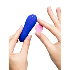 The sleek and stylish ROMP Party: panty remote control sex toy in purple, promoting personal pleasure with 7 intensity levels.
