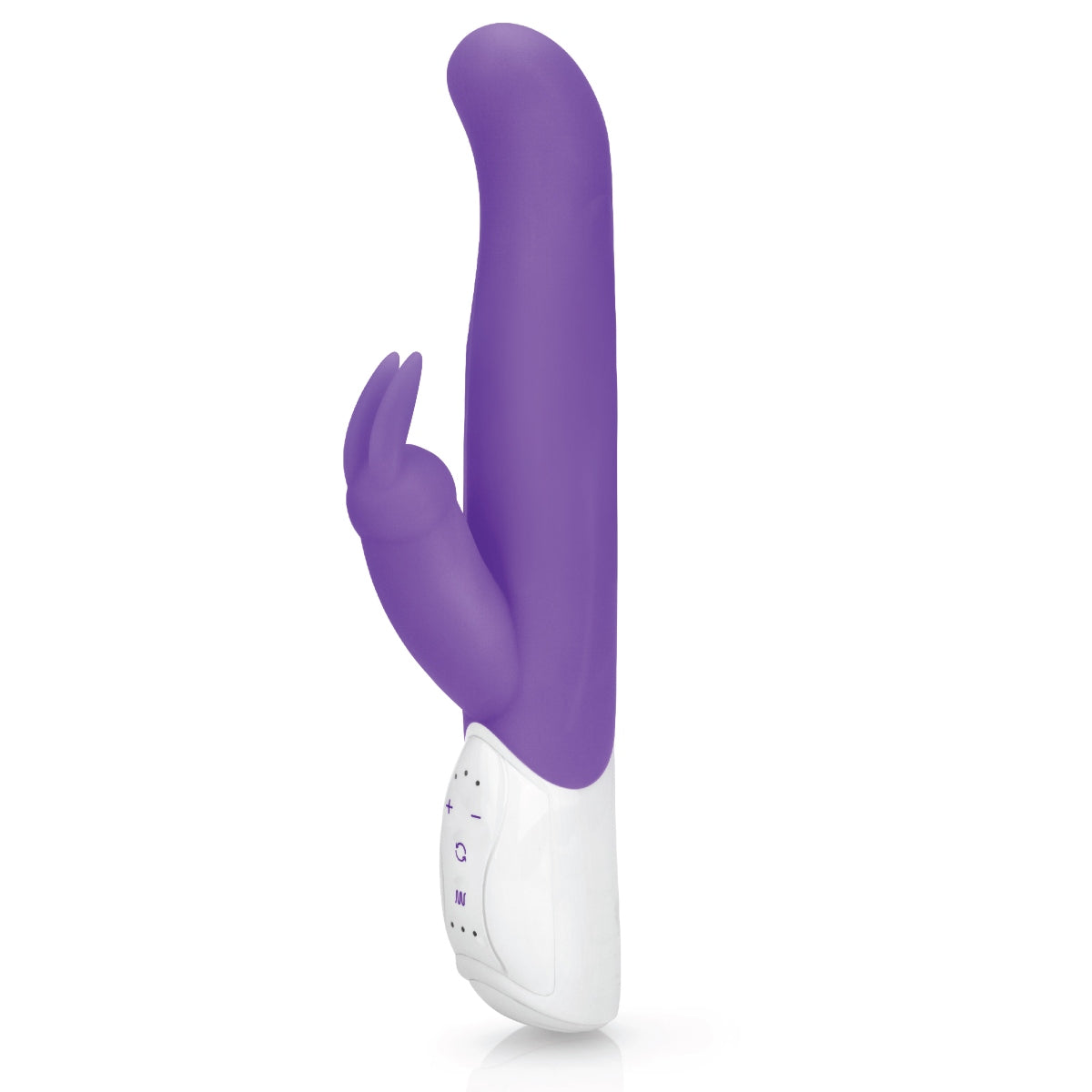 a purple and white device is attached to a white object