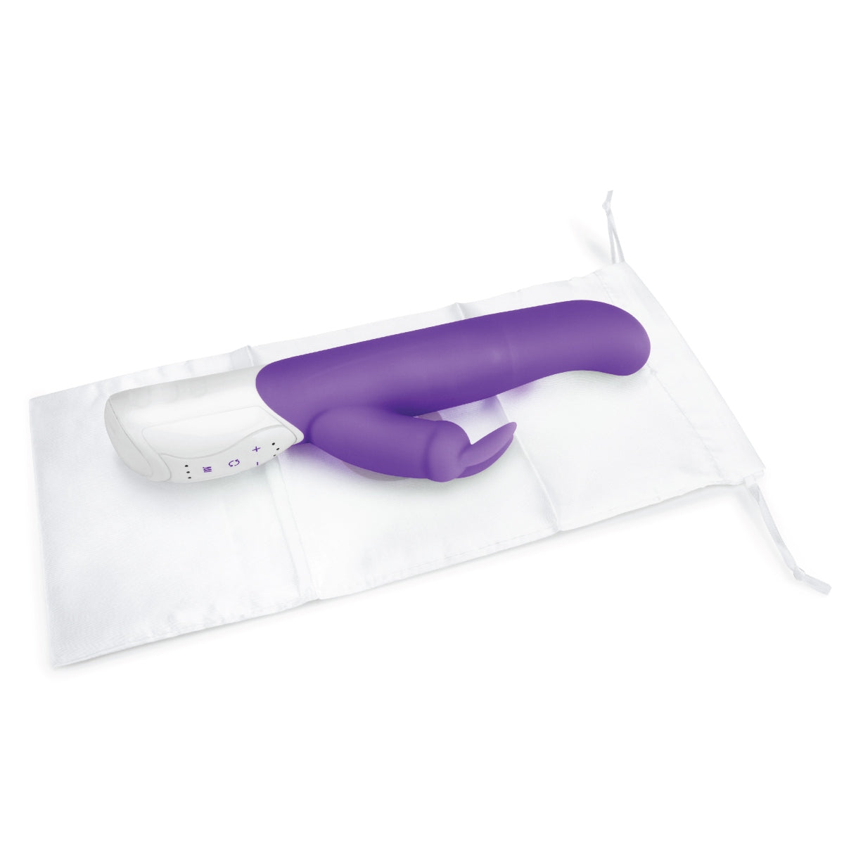 a purple object is laying on a white pillow