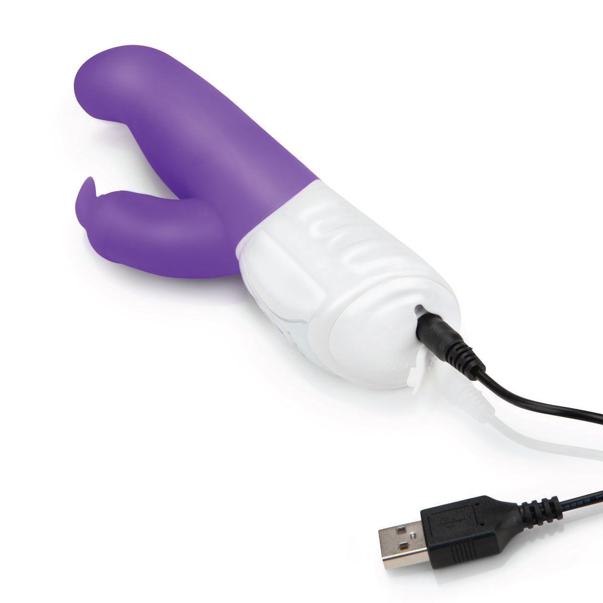 a purple and white object connected to a usb cable