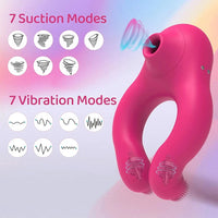 Clitoral Suction Cock Ring with Dual Stimulator – 7 Suction & 7 Vibration Modes