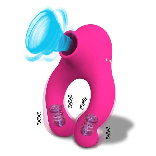 Clitoral Suction Cock Ring with Dual Stimulator – 7 Suction & 7 Vibration Modes