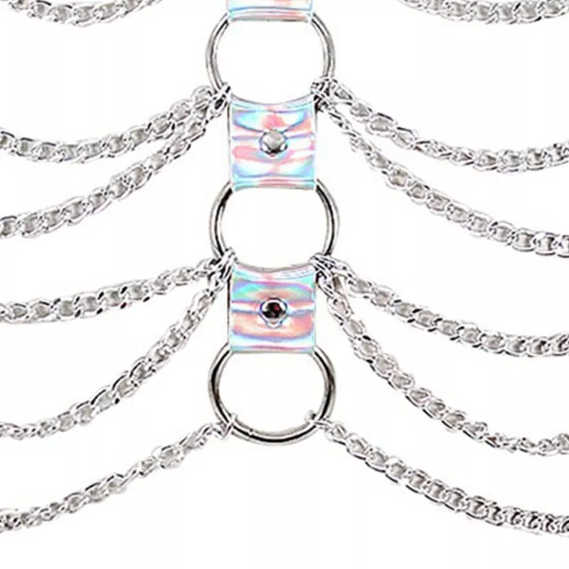 Holographic Body Chain Harness with Adjustable Length