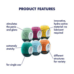 Satisfyer 6-Piece Egg Set Masturbators - Hydro-Active TPE, Flexible Design, No Lubricant Needed, Realistic Feel (Copy)