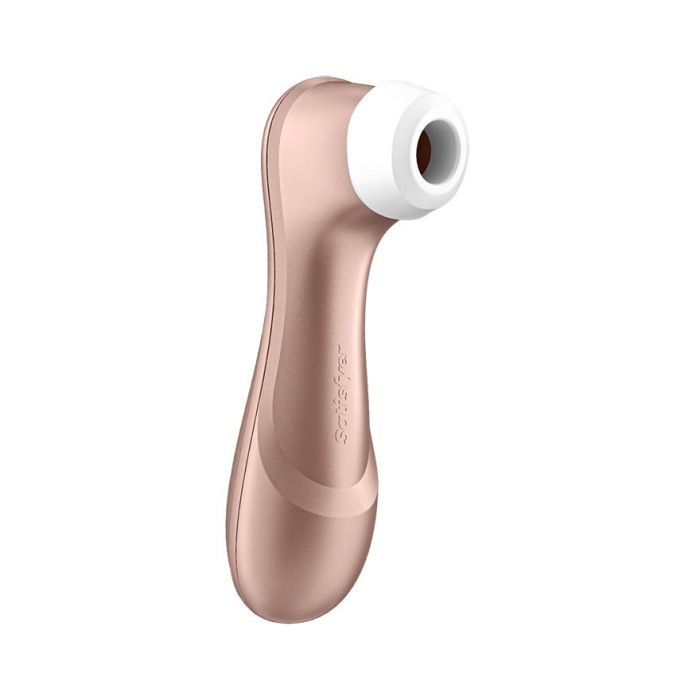 Satisfyer Pro 2 Gold air pulse stimulator clitoral vibrator with sleek gold finish, designed for targeted pleasure and stimulation.