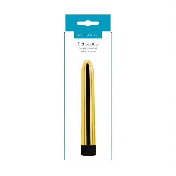 a black and gold pen in a package