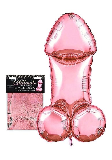 Rose gold Glitterati 3ft novelty mylar balloon by Little Genie, shiny and festive for celebrations and parties.