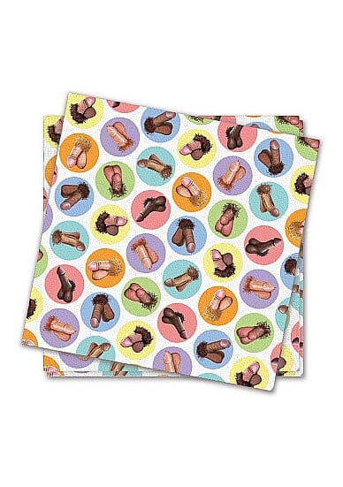 Funny novelty Dirty Penis Napkins by Little Genie, featuring humorous printed designs on white paper napkins for gag gifts or parties.