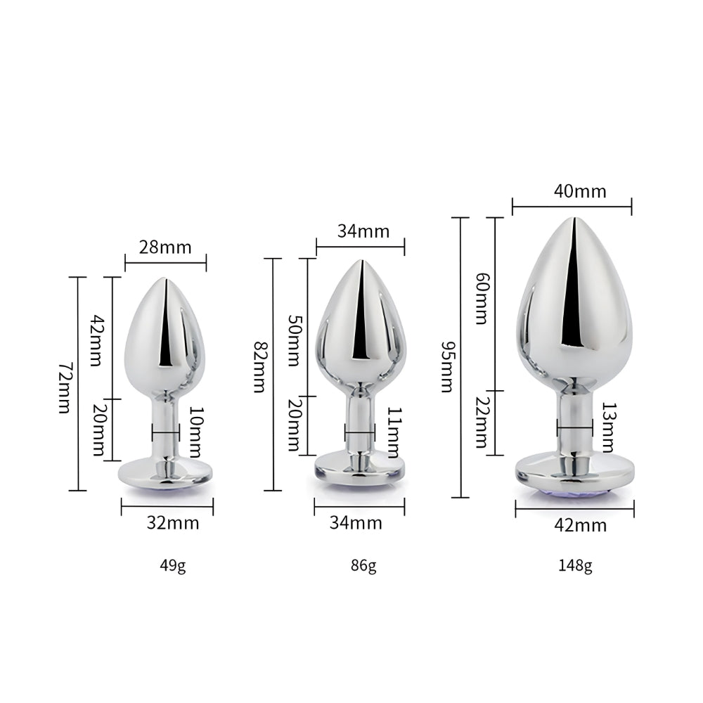 Stylishly arranged Toosh Metal Butt Plug Silver Set of 3, perfect for both beginners and advanced users seeking aesthetic pleasure.
