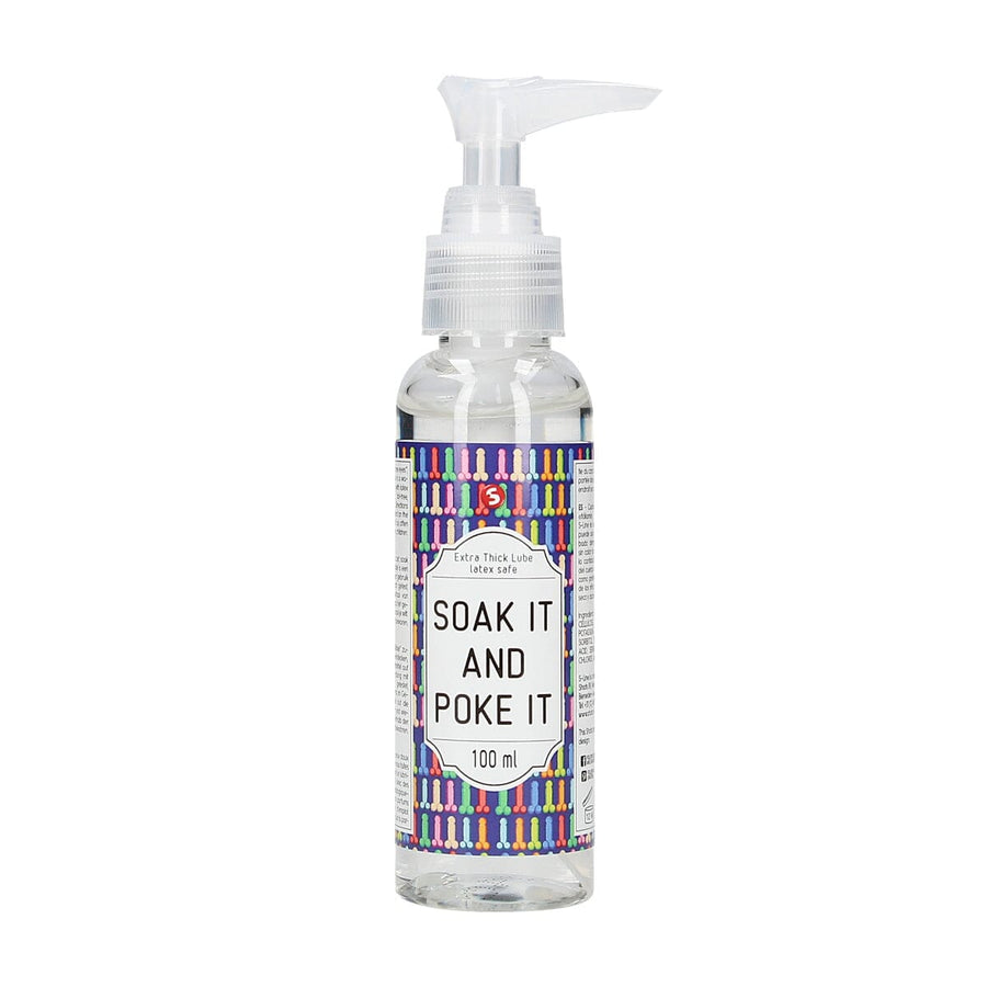 S-line Soak It And Poke It water-based extra thick lubricant in 100ml bottle, clear and smooth liquid with packaging visible