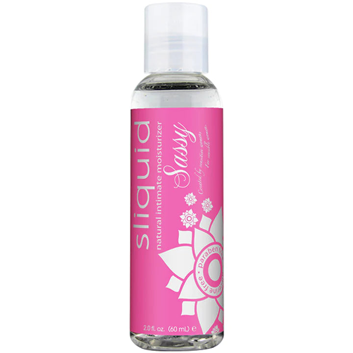 Sliquid Sassy natural water-based anal lubricant in 60ml bottle, clear liquid lubricant for intimate use