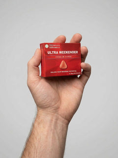 Studio image of GB Supplements Ultra Weekender Premium herbal food supplement tablets, showing a 10-pack of aphrodisiacs and enhancers.