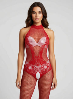 Lace and Fishnet Turtleneck Bodystocking by Scandals