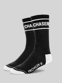 Prowler RED Chaser Slogan Cotton Crew Socks showcasing the distinctive white Chaser slogan around the cuff