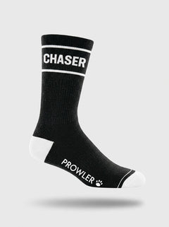 Prowler RED Chaser Slogan Cotton Crew Socks featuring a playful paw print detail on the sole