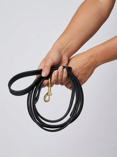 Bound Noir Nubuck Leather Leash elegantly styled in a refined setting, embodying both luxury and functionality as a premium Leather Leash accessory.