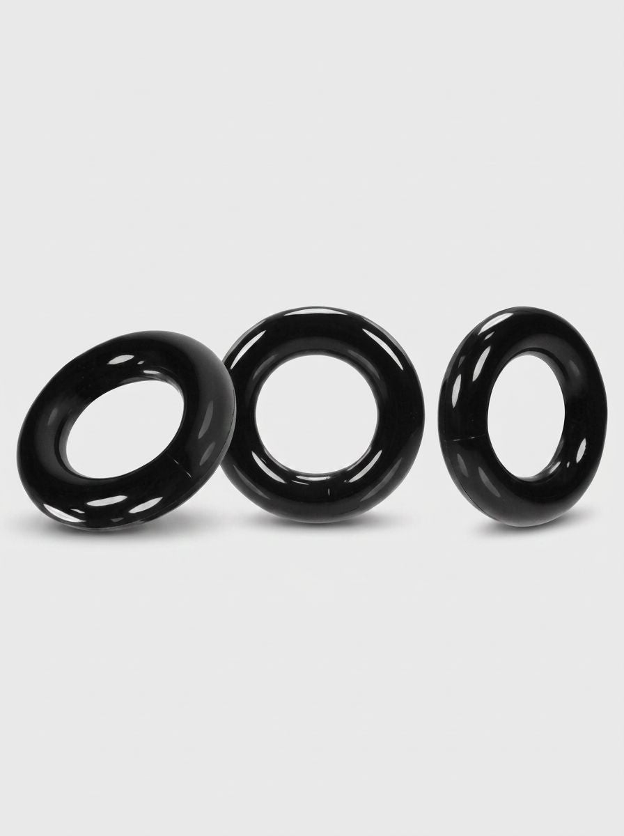 Oxballs Willy Rings 3-pack of super stretch cock rings, showing flexible, durable silicone rings for enhanced pleasure and performance