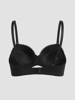 Silvia Metallic Studded Push-Up Plunge Bra in Silver styled as a bold metallic studded push-up bra for luxury nightlife looks