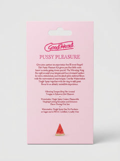 Instructions for use provided with the GoodHead Pussy Pleasure Tongue Ring & Tingle Spray Party Kit, ensuring a luxurious experience.