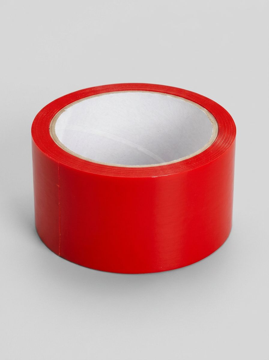 Prowler RED bondage tape restraints, 20m durable PVC, 1-inch wide, latex-free, shown as flexible tape for creative play.