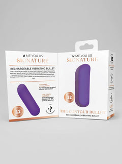 Me You Us Signature The Contour Silicone Bullet Vibrator in pink, smooth curved bullet vibrator