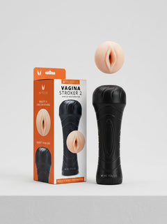Me You Us Vagina Stroker 2 Vanilla displayed against a sleek background, emphasizing its realistic appearance and easy-to-clean design, perfect for indulgent moments.