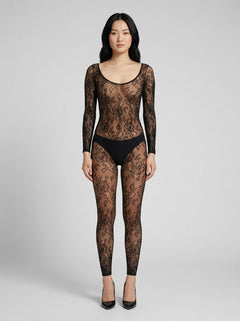 Rene Rofe Body Up Crotchless Bodystocking – Black