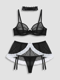 Stylish display of the Baci Sexy Maid Uniform collar, adding a touch of sophistication to the overall sexy maid uniform outfit.