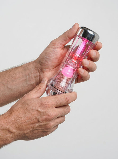 PDX Elite ViewTube XXL Clear See-Through LED Stroker Male Masturbator With EZ Grip Handle