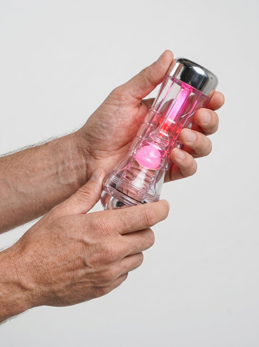 PDX Elite ViewTube XXL Clear See-Through LED Stroker Male Masturbator With EZ Grip Handle