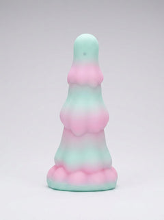 F**kLore Ghost Silicone Tiered Textured Fantasy Dildo rear three-quarter view with pastel gradient finish