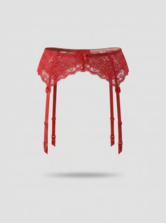 White Embroidered Flower Lace Suspender Garter Belt that elegantly complements stockings, enhancing your feminine allure.