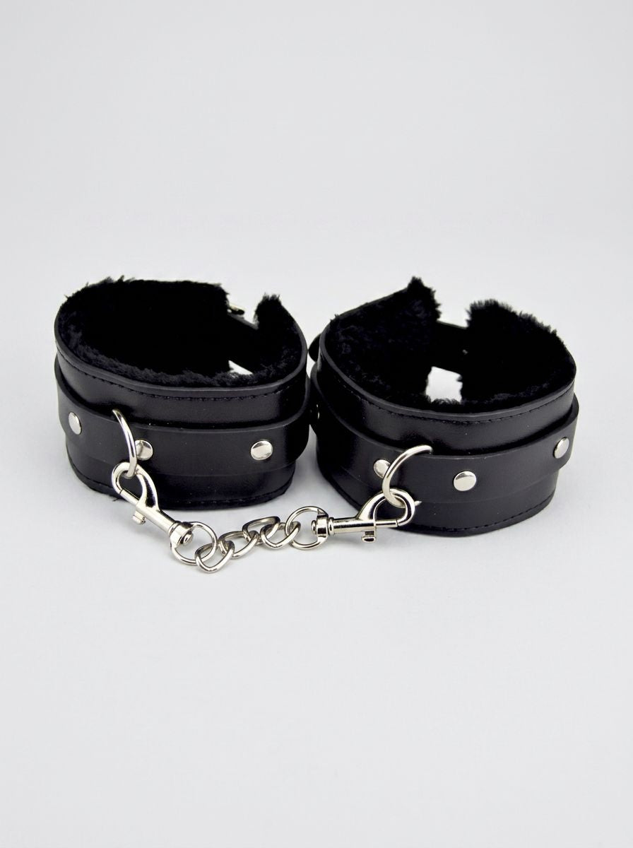 Bound to Please Furry Plush Wrist Cuffs showcasing soft faux-fur finish, ideal for delightful bondage experiences.