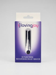 Loving Joy 10 Function Waterproof Rechargeable Bullet Vibrator in elegant packaging, highlighting its status as a sophisticated rechargeable bullet vibrator for personal pleasure.